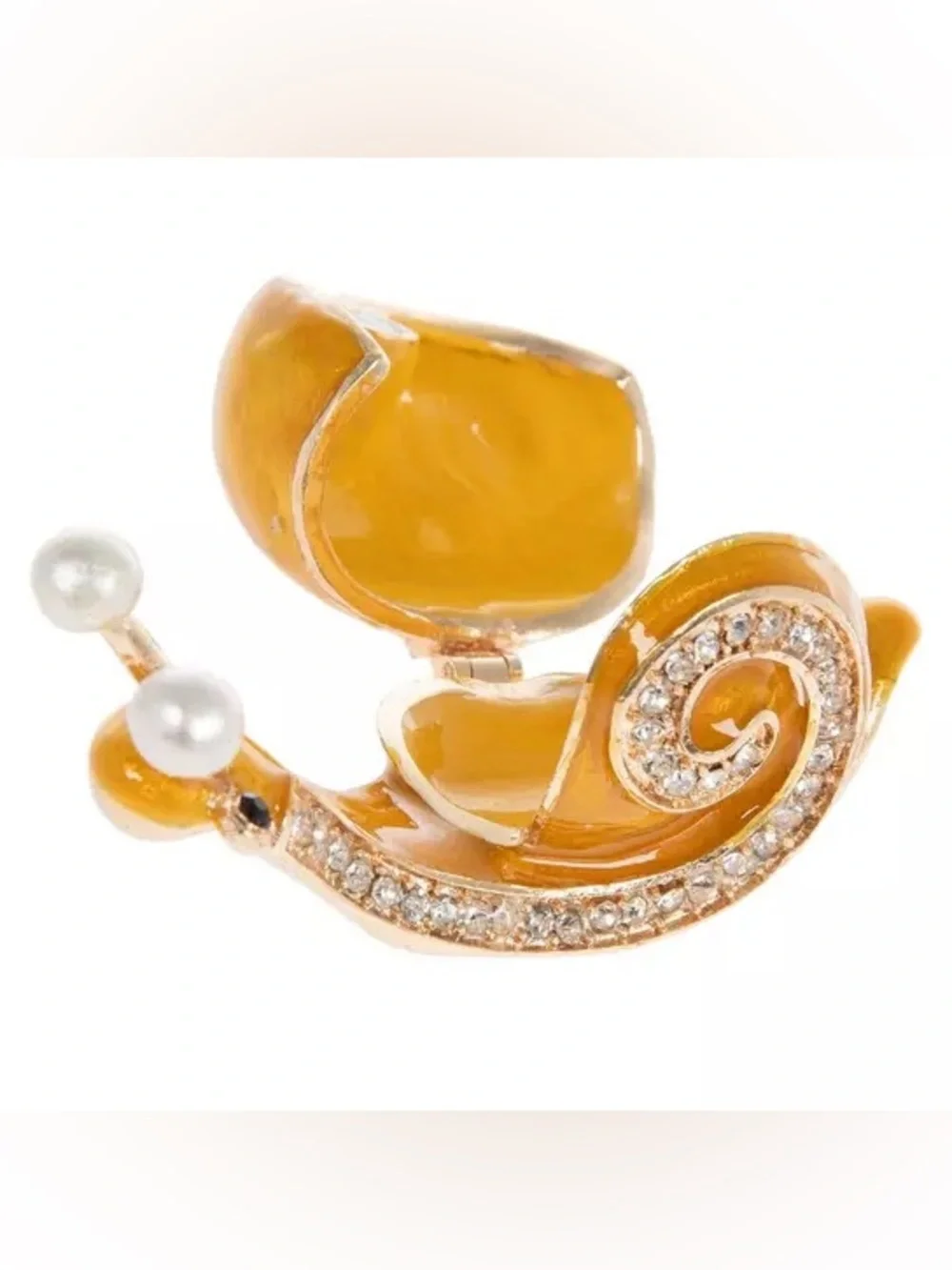 Yellow Snail Rhinestone Jewelry Box